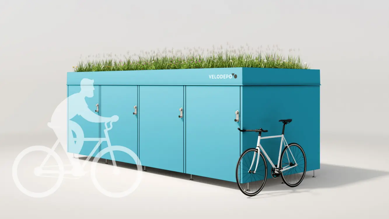 VELODEPO Fahrradgarage mit 4 Doppelgaragen und 8 Fahrradstellplätzen, Visualisierung
